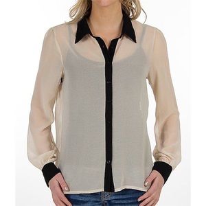 BKE Red Buckle Chiffon Shirt